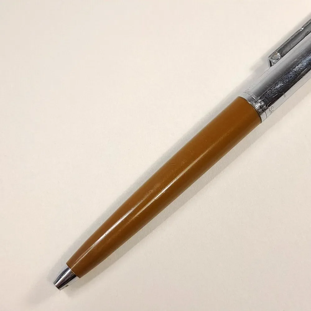 Vintage Paper Mate Double Heart Ballpoint Pen Brown‎ & Chrome silver made USA